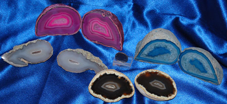 Brazilian agate geode pairs