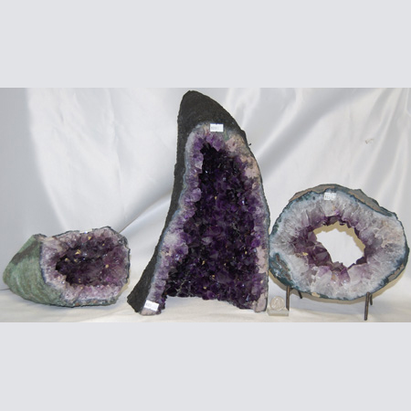 Image of amethyst geode, cathedral, and ring