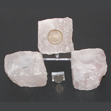 Image of rose quartz candleholder, natural