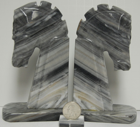 Mexican onyx bookend, horsehead 6 inch