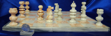 Mexican onyx chess set, large