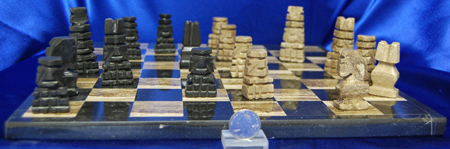 Mexican onyx chess set aztec, large