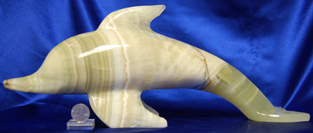 Mexican onyx dolphin figure 16 inches long