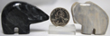 Image of mexican onyx carving of tiny fetish bear and buffalo