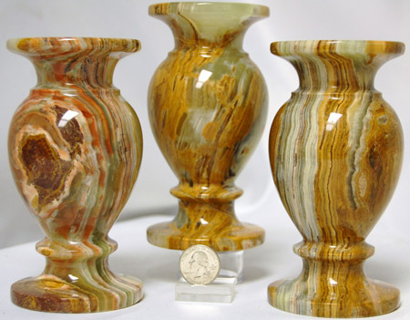 Pakistani Vase 3x6 inch green banded