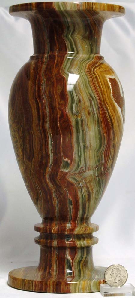 Pakistani Vase 5x12  inch green banded