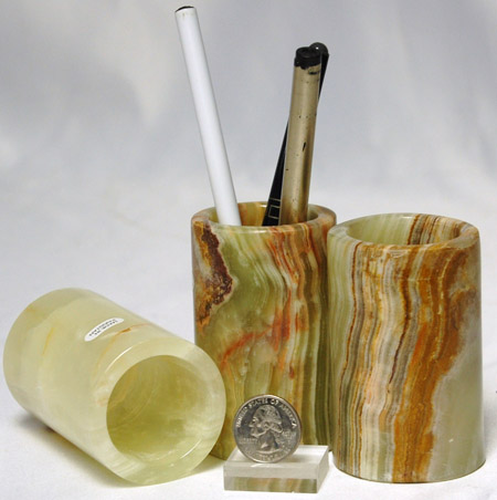Pakistani onyx penholder, open cylinder