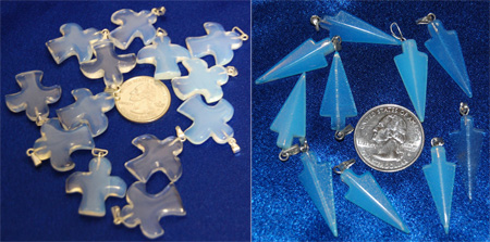 Image of opalite arrowhead and angel pendants 