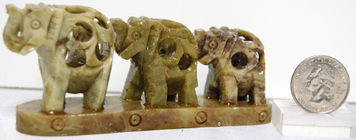 Image of soapstone elephant train, 3 piece