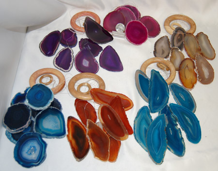 Image of windchimes made of large agate slices