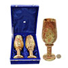 Pakistani Onyx Champagne glasses with blue felt box PAK 1282
