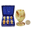 Pakistani Onyx small sherry glasses with a 6 piece felt box