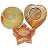 Pakistani Onyx star, heart and round candleholders