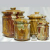 Pakistani Onyx cannister jars in a variety of sizes and colors
